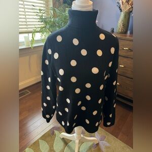 Ann Taylor Black and White Polka Dot Turtleneck Sweater